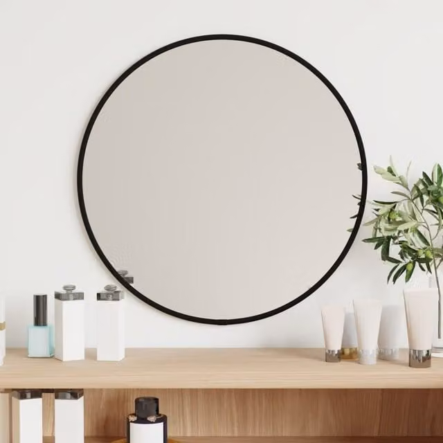 Berkfield Home Round Wall Mirror in Black, Diameter: 40 cm