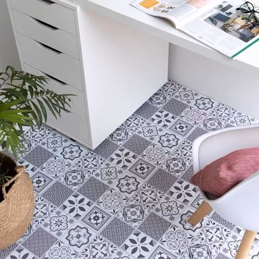 D-C-Fix Oriental Tile Look Self Adhesive Vinyl Floor Tiles, Grey, Pack of 11 (1sqm), W/D/H: 30.48 x 30.48 x 30.48 cm – 3
