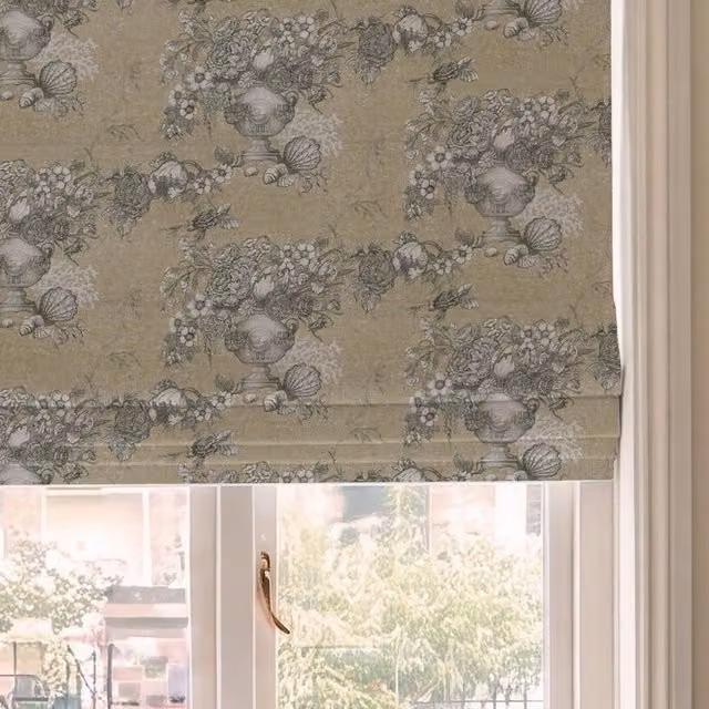 HOUSE Llewelyn-Bowen Vacannes Made To Measure Blackout Roman Blind in Terracotta and Beige Floral Design