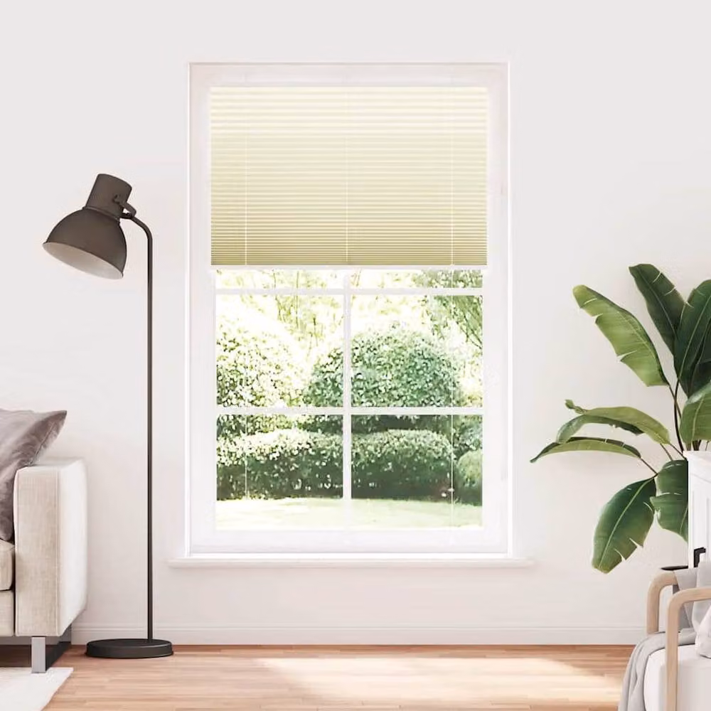 Berkfield Home Single Pleat Fabric Blind in Beige, W: 115 cm, H: 200 cm