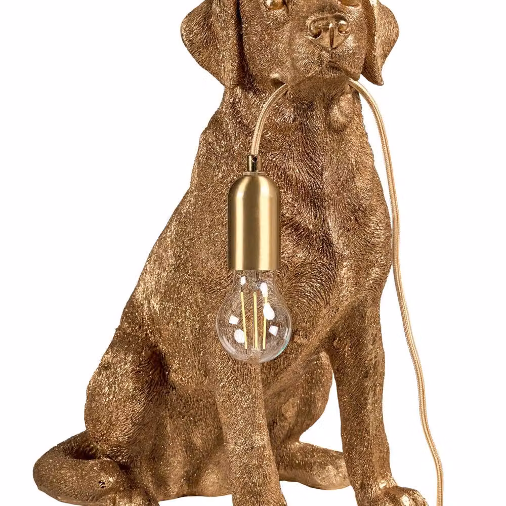 Wyld and Coco Gold Dog Polyresin Table Lamp – 2