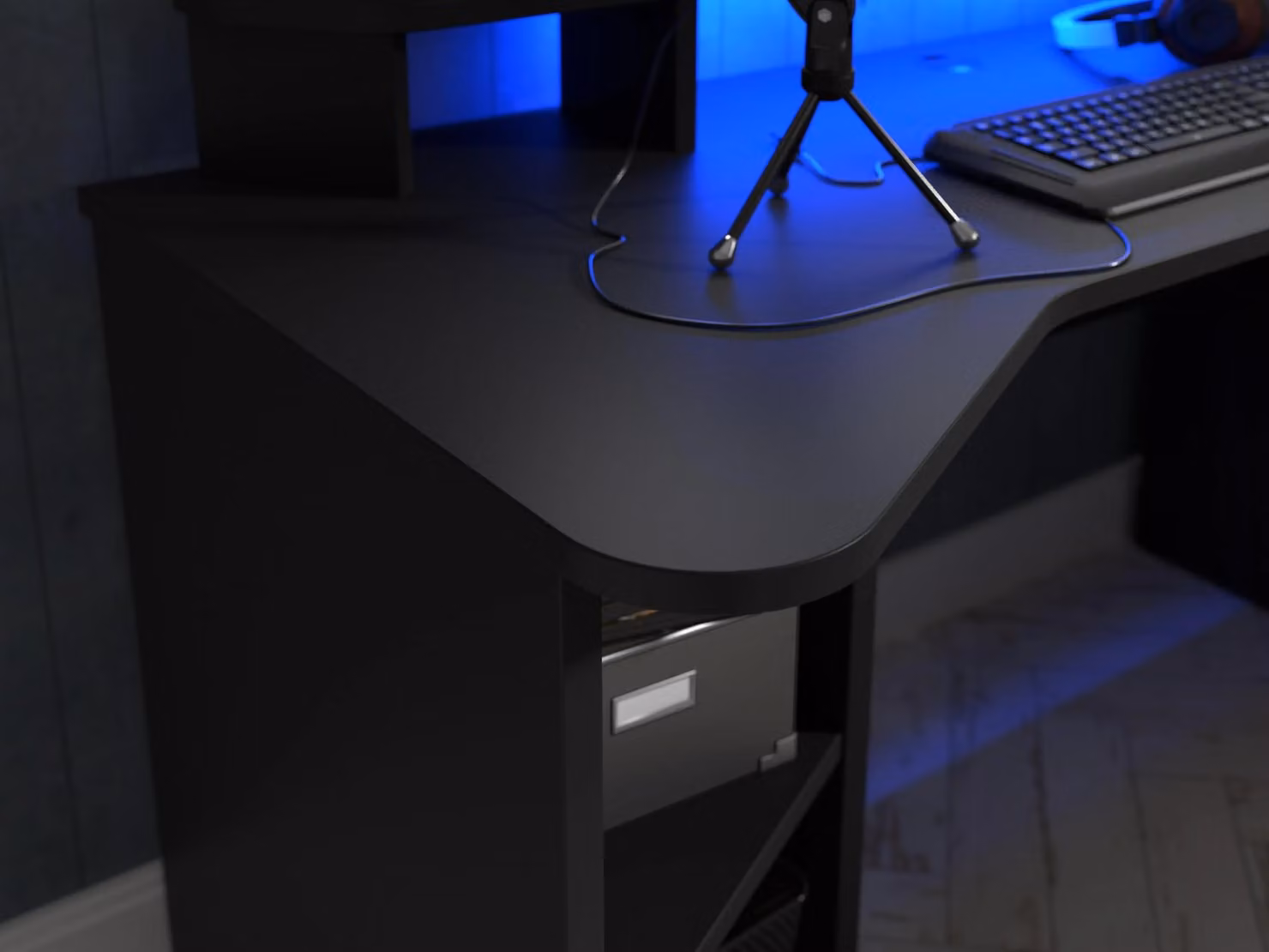 Furniture To Go Loadout Black Gaming Desk with Colour Changing LED – 3