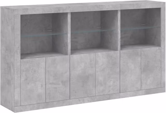 Berkfield Home Modern Sideboard with Integrated LED Lights in Concrete Grey, W: 181.5 cm, D: 37 cm, H: 100 cm