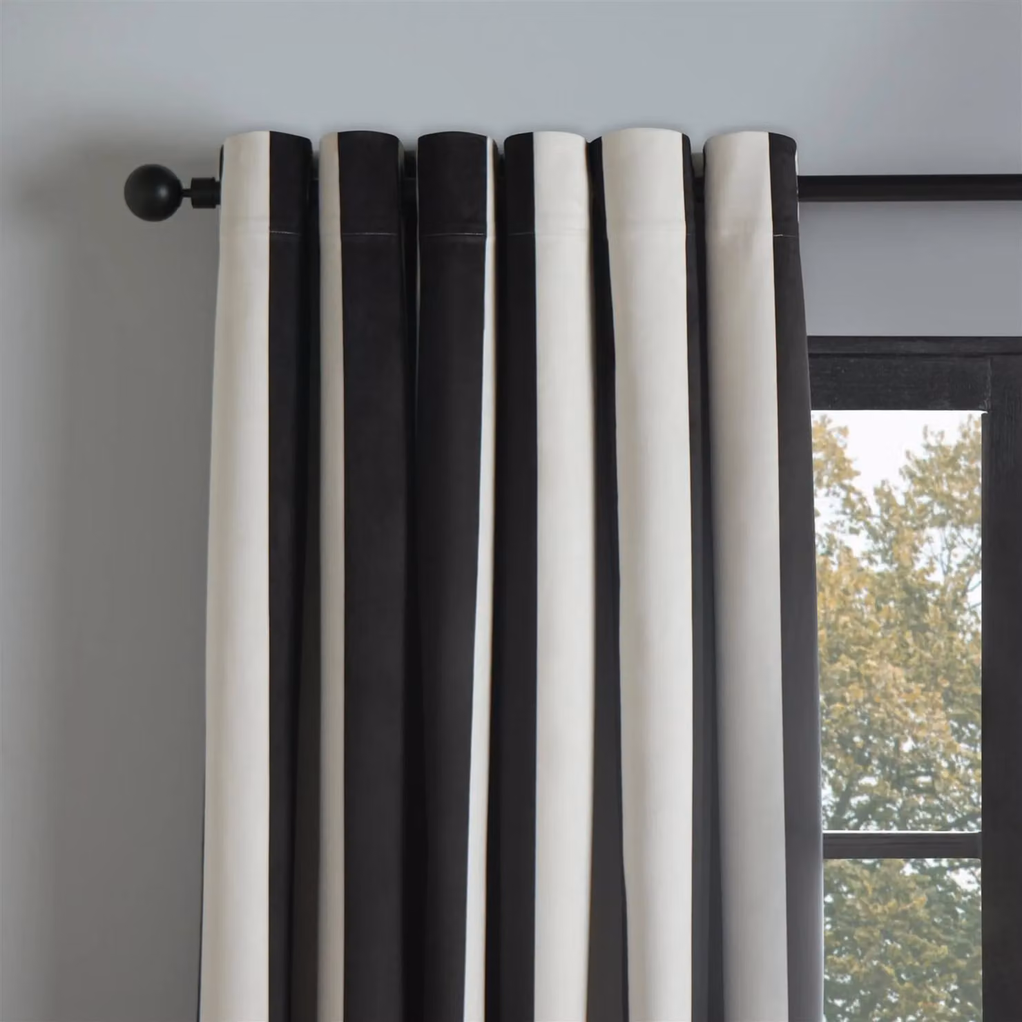 OHS White Striped Thermal Blackout Eyelet Curtains, Pair of Panels, Width: 168 cm, Drop: 229 cm – 2
