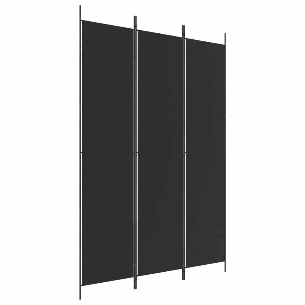 Berkfield Home 3-Panel Fabric Room Divider, Black, W: 150 cm, H: 220 cm – 2