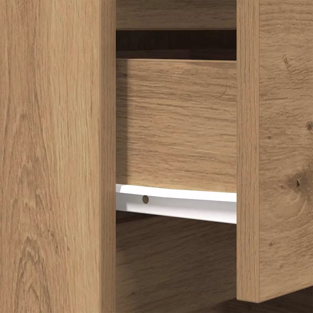 Berkfield Home Artisan Oak Bedside Cabinet with 3 Drawers, Brown, W/D/H: 39 x 35 x 65 cm – 3