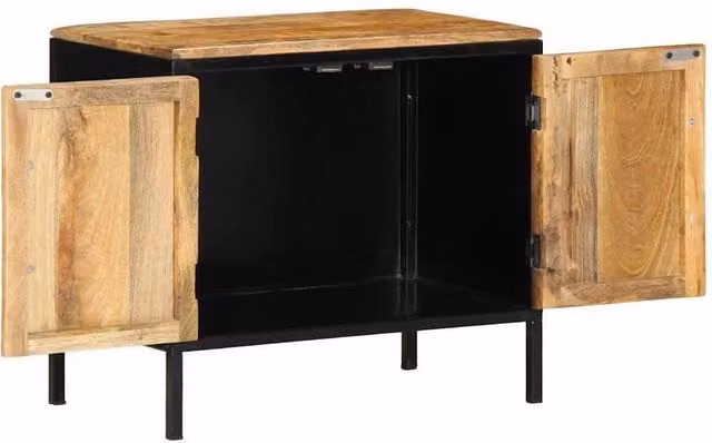 Berkfield Home Bedside Cabinet in Brown Solid Mango Wood, W/D/H: 50 x 30 x 45 cm