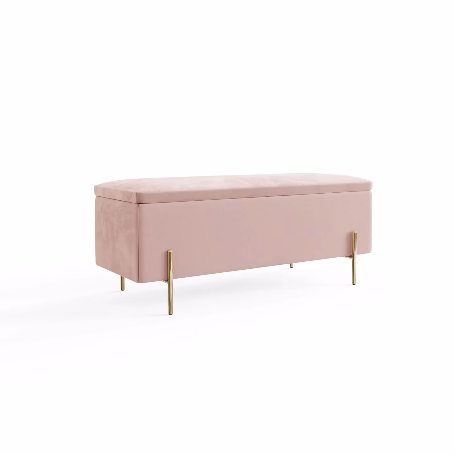 GFW Mystica Pink Velvet Rectangular Storage Ottoman with Gold Metal Frame – 3