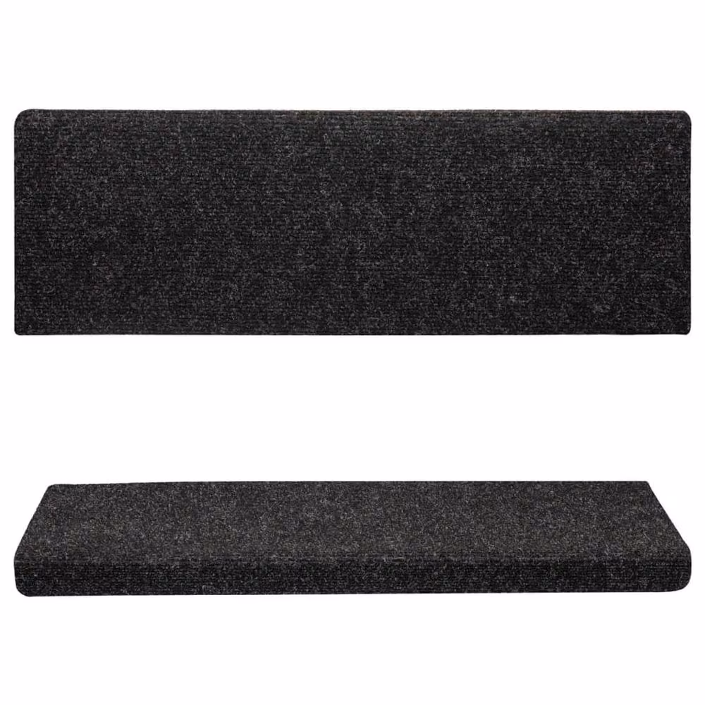 Berkfield Home Non-Slip Needle Punch Stair Mats, 15 Pack, Black, W/D/H: 65 x 21 x 4 cm – 3