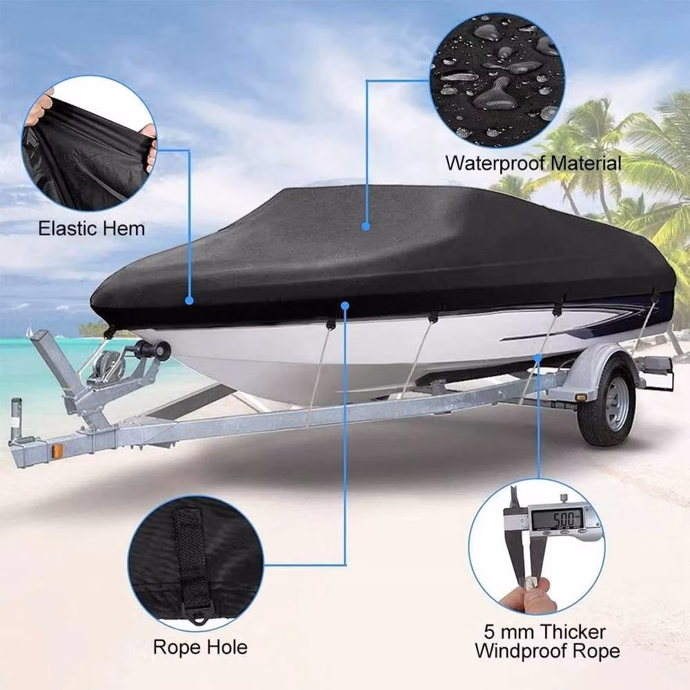 SPETLEK Heavy Duty Waterproof Boat Speedboat Cover in Black – 3