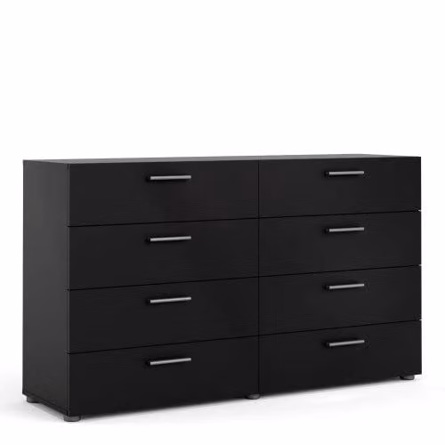 Netfurniture Tele Wide Chest of 8 Drawers in Black