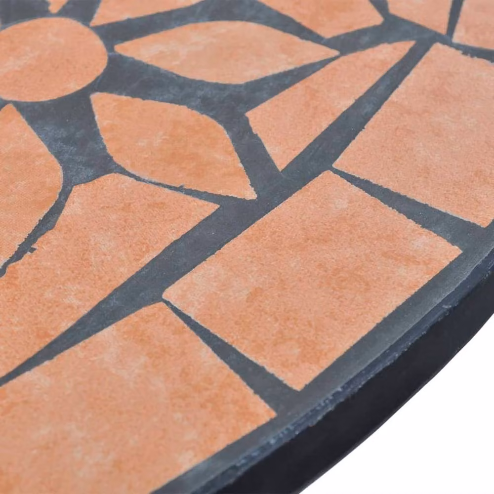 Berkfield Home Bistro Table in Terracotta Brown with Geometric Mosaic Design, Diameter: 60 cm – 2