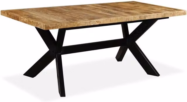 Berkfield Home Rectangular Dining Table in Brown Solid Mango Wood and Steel with X-Frame Design, 180 cm