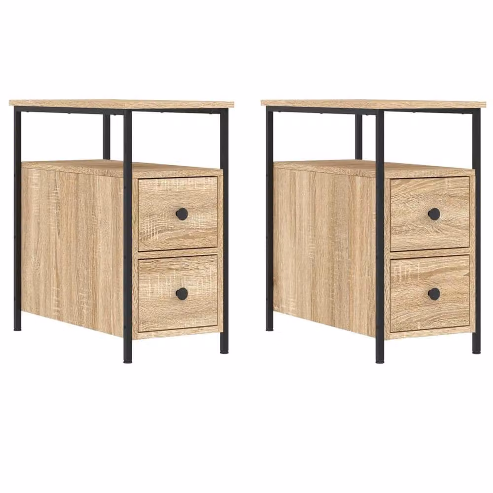 Berkfield Home Set of 2 Durable Bedside Cabinets in Sonoma Oak, Light Brown, W/D/H: 60 x 30 x 60 cm – 2