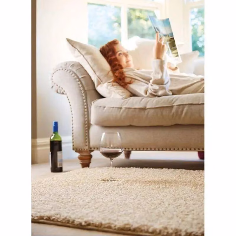 THE RUGS Washable Non Slip Shaggy Round Rug in Beige, Diameter: 100 cm – 2