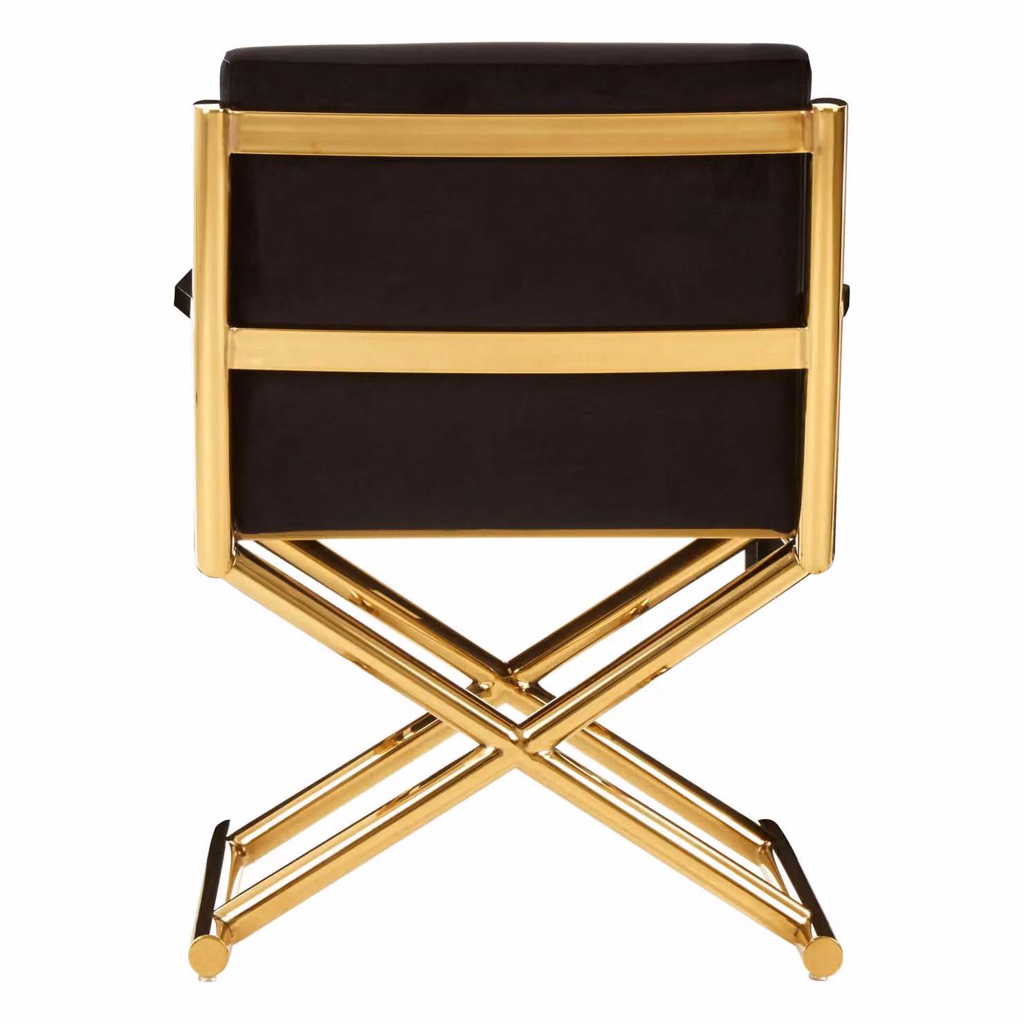 Orsina Black Velvet Armchair with Gold Metal Cross Legs and Glossy Finish – 4