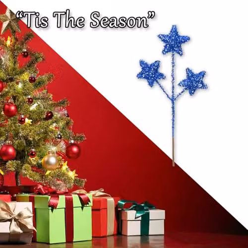 VFM e-Store Christmas Glitter Star Pendant Decoration, Blue and Multicolour, H 38 cm x W 18 cm – 5