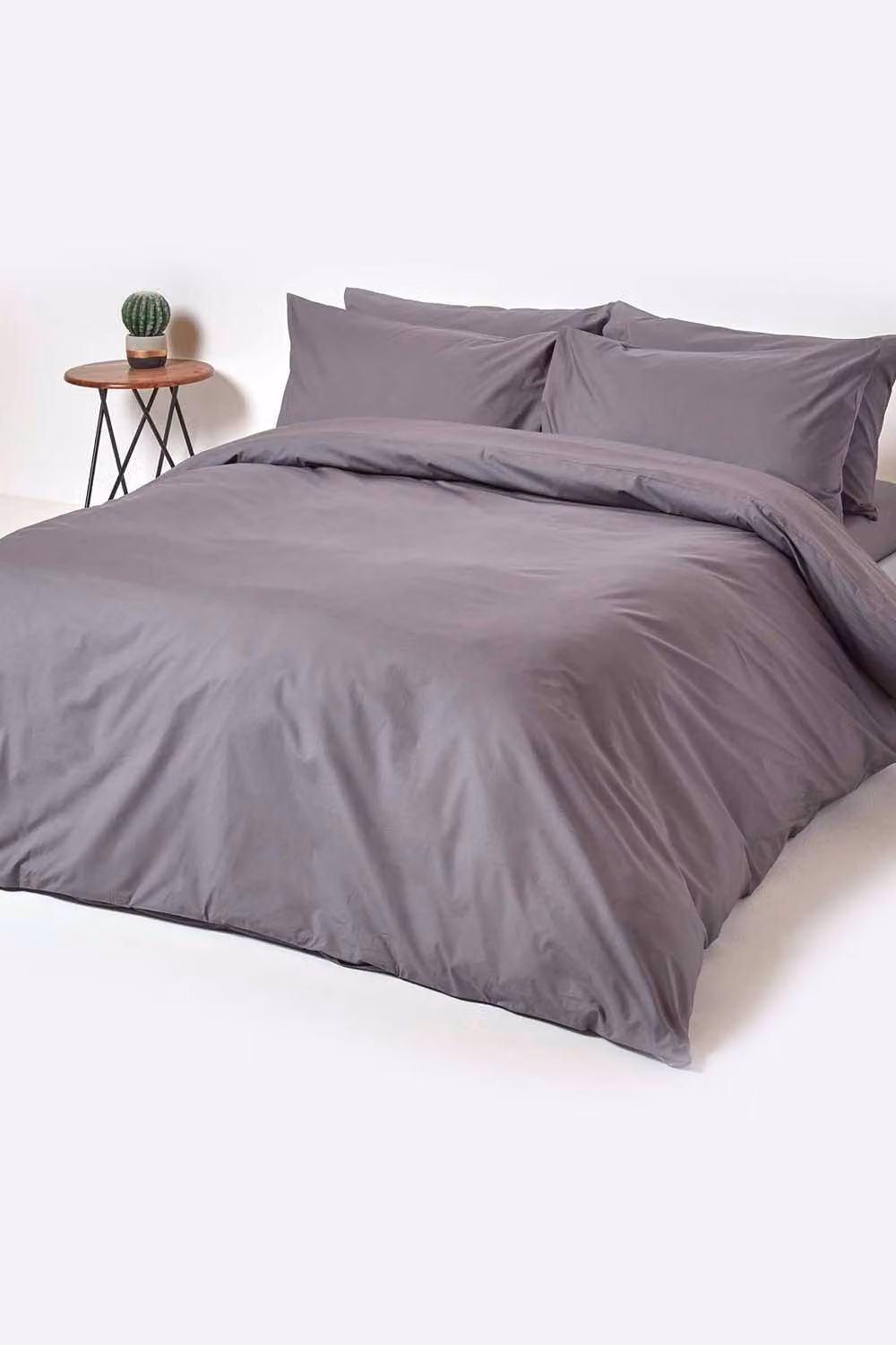 Homescapes Egyptian Cotton King Fitted Sheet, 200 Thread Count Percale, Dark Grey, W/D/H: 180 x 200 cm – 2