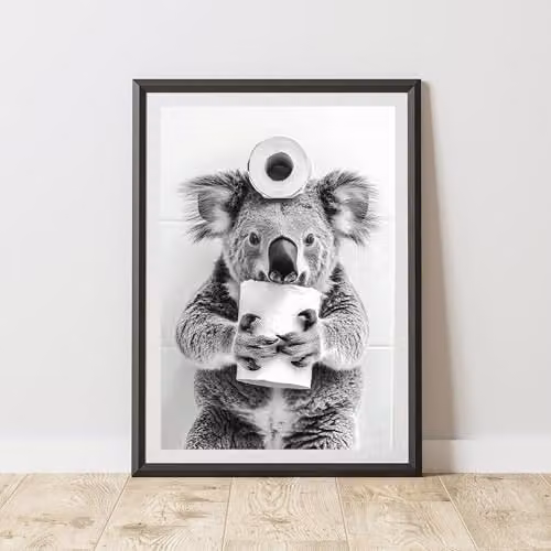 60 Second Makeover Koala Toilet Roll Animal Print Paper Poster, W: 21.0 cm, H: 29.7 cm