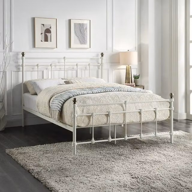 SlumberWorx Classic Metal Bed Frame in White, 120 x 200 cm