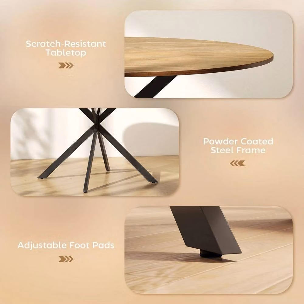 EONLION Industrial Dining Table with Steel Legs in Brown and Black, W/D/H: 100 x 100 x 75 cm