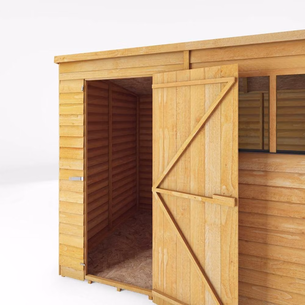 Mercia 8 x 6 Feet Overlap Pent Wooden Garden Shed in Brown, W: 241 cm, D: 189.1 cm, H: 201.4 cm – 2