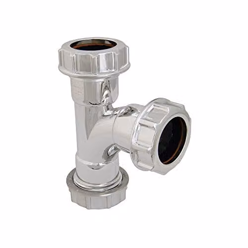 FloPlast CW23 32mm Chrome Style Polypropylene Compression 90 Degree Waste Tee, Silver