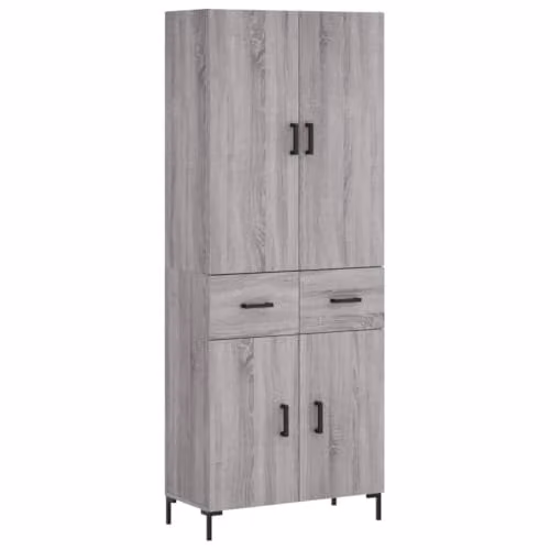 vidaXL Modern Grey Sonoma Highboard with Hinged Doors and Internal Shelves, W/D/H: 69.5 x 34 x 180 cm – 1
