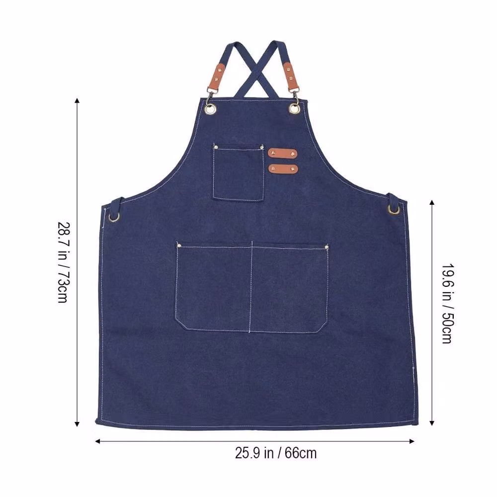 FLAVORA Blue Waxed Canvas Unisex Work Apron, Waterproof and Oil Resistant, W/H: 100 x 15 cm – 2