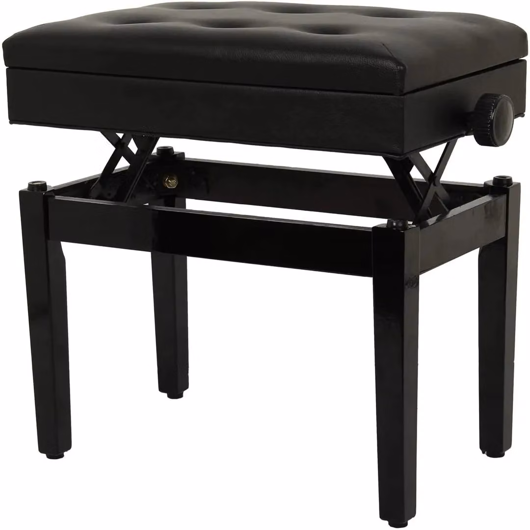 Hinsinc Height Adjustable Wooden Piano Stool with Black Synthetic Leather Cushion – 5
