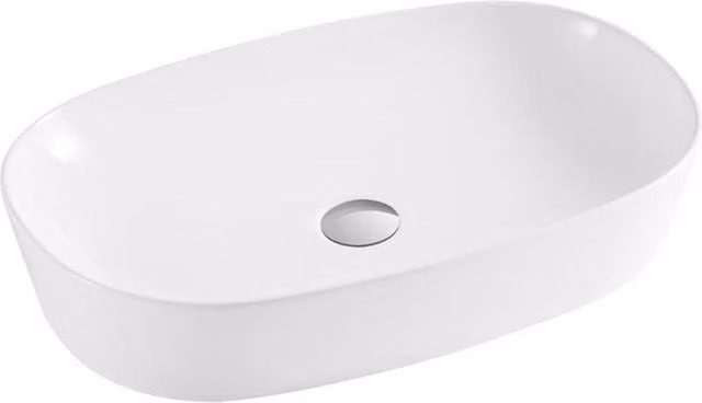 Clifton White Ceramic Oval Countertop Basin W: 60 cm, D: 38 cm, H: 14.5 cm