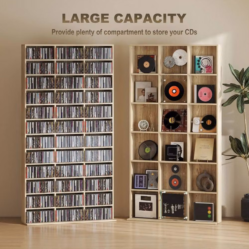 NESTLUNE Media Display Organizer Cabinet in Light Oak Brown, W/D/H: 100 x 100 cm – 3