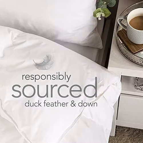 Snuggledown Duck Feather and Down 10.5 Tog Duvet and 2 Pillows Set, White, W/D/H: 200 x 200 cm – 1