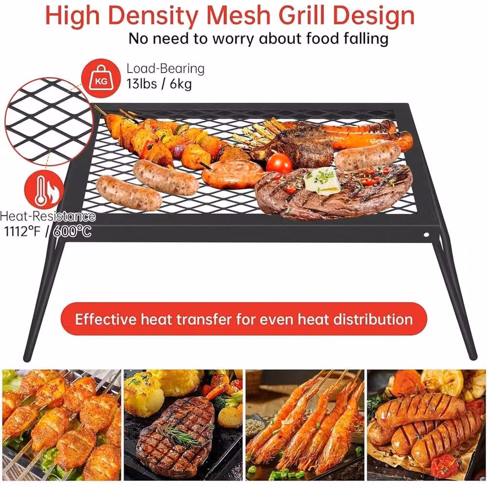 VOGREX Portable Folding Charcoal BBQ Tabletop Camping Grill in Black, W/D/H: 43.18 x 30.99 x 22.86 cm – 5