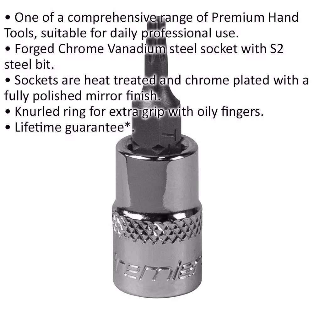 Loops T10 TRX Star Socket Bit 1/4 inch Square Drive in Silver S2 Steel – 2