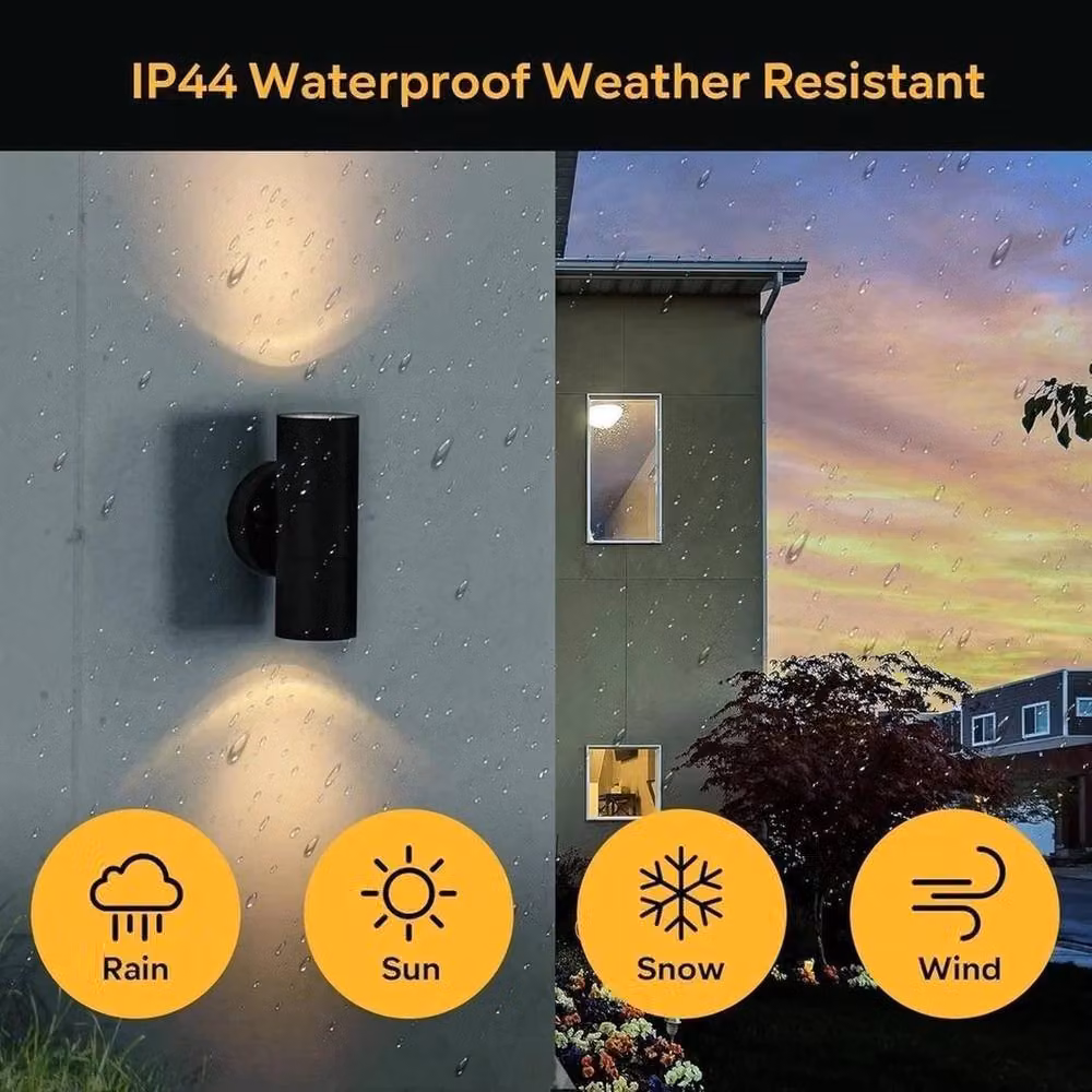 FLAVORA Black Stainless Steel Up Down GU10 Wall Light for Garden and Outdoor Use – 3