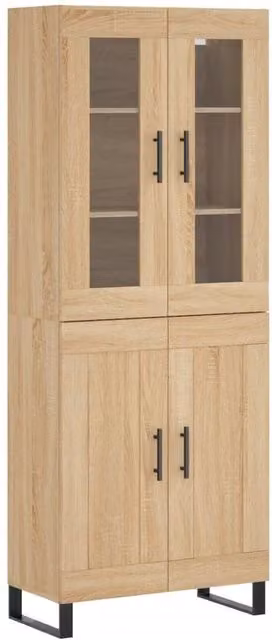 Berkfield Home Sonoma Oak Highboard in Light Oak, W/D/H: 69.5 x 34 x 180 cm