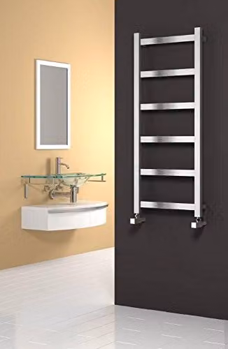 Reina Mina Stainless Steel Heated Towel Rail in Silver, H x W: 75 x 48 cm – 1