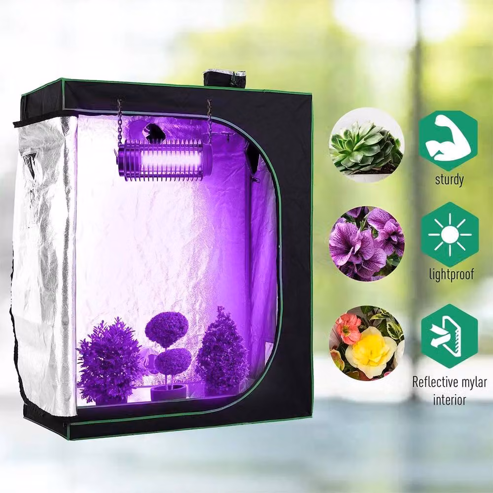 Havendro Mylar Hydroponic Grow Tent with Floor Tray for Indoor Plants, Black, W/D/H: 150 x 60 x 60 cm – 5