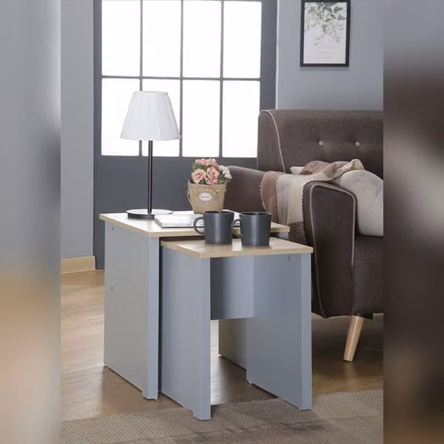 Comfy Living Ltd Modern Wooden Nest of Tables in Grey and White