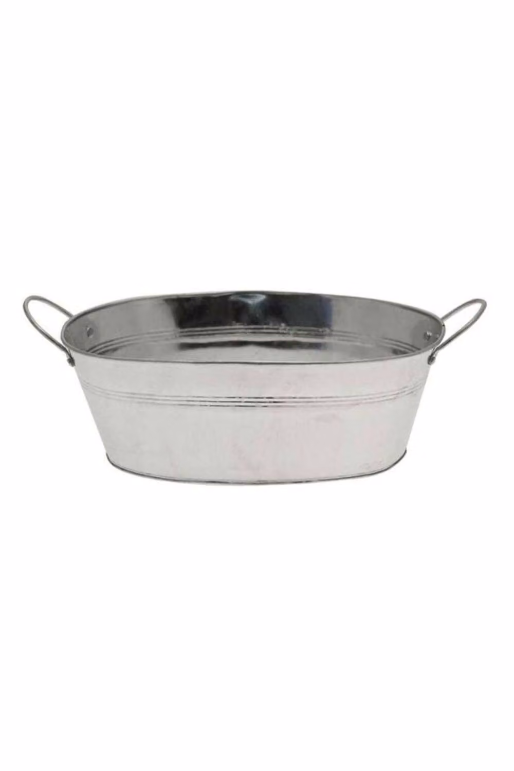 KDMD Silver Galvanised Oval Serving Bowl with Ears, Pack of 3, W: 26 cm, H: 9 cm – 2