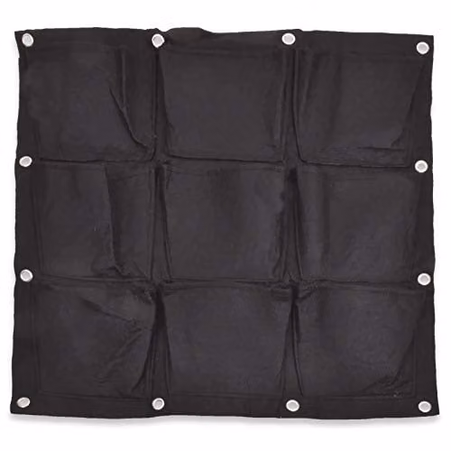 Burwells 9 Pocket Vertical Wall Planter in Black, W/H: 70 x 70 cm