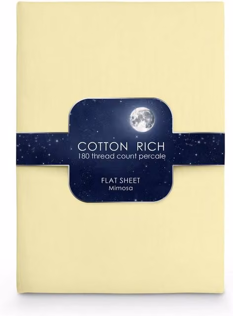 Intimates Cotton Rich Plain Dye Flat Sheet in Bright Yellow, W/D/H: 180 x 200 cm, King Size