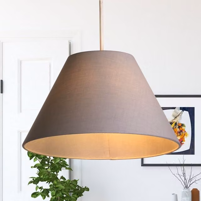 Lighting Collection Grey TC Coolie Fabric Lamp Shade, Diameter: 28 cm – 1