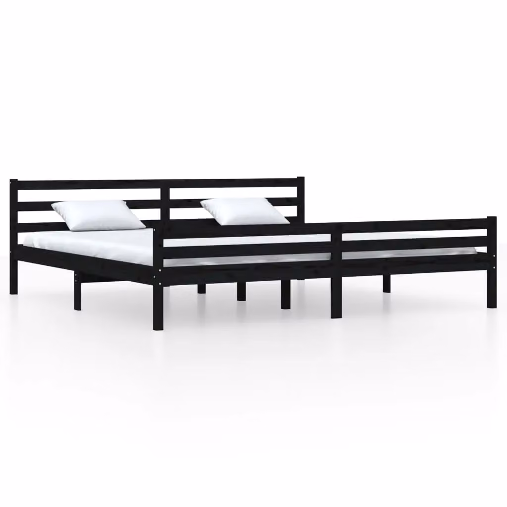 Berkfield Home Black Solid Wood Pine Bed Frame W/D/H: 200 x 200 cm – 2