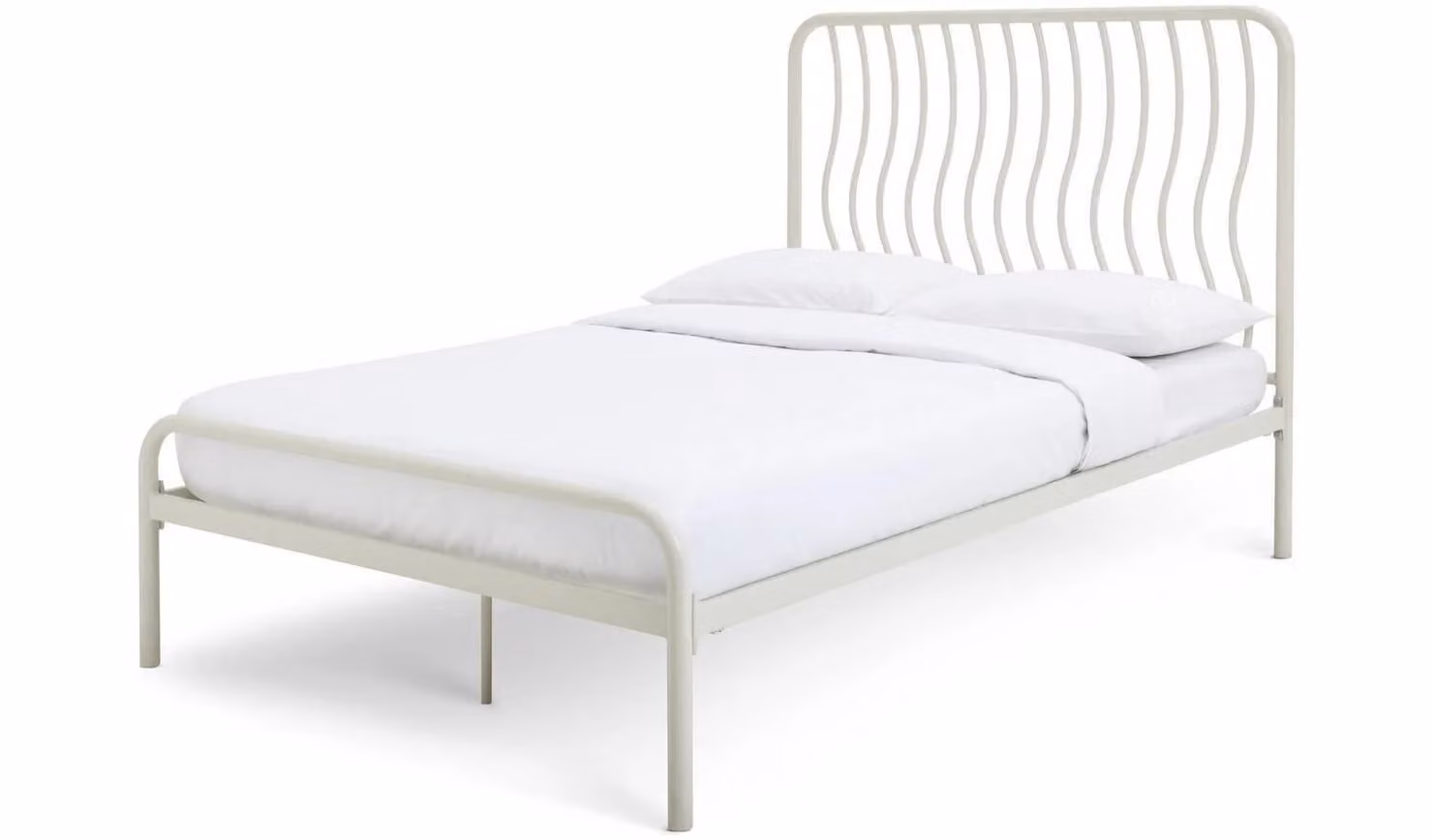 Wave Kingsize Metal Bed Frame in White, Modern Bedroom Design, W/D/H: 180 x 200 x 157.2 cm