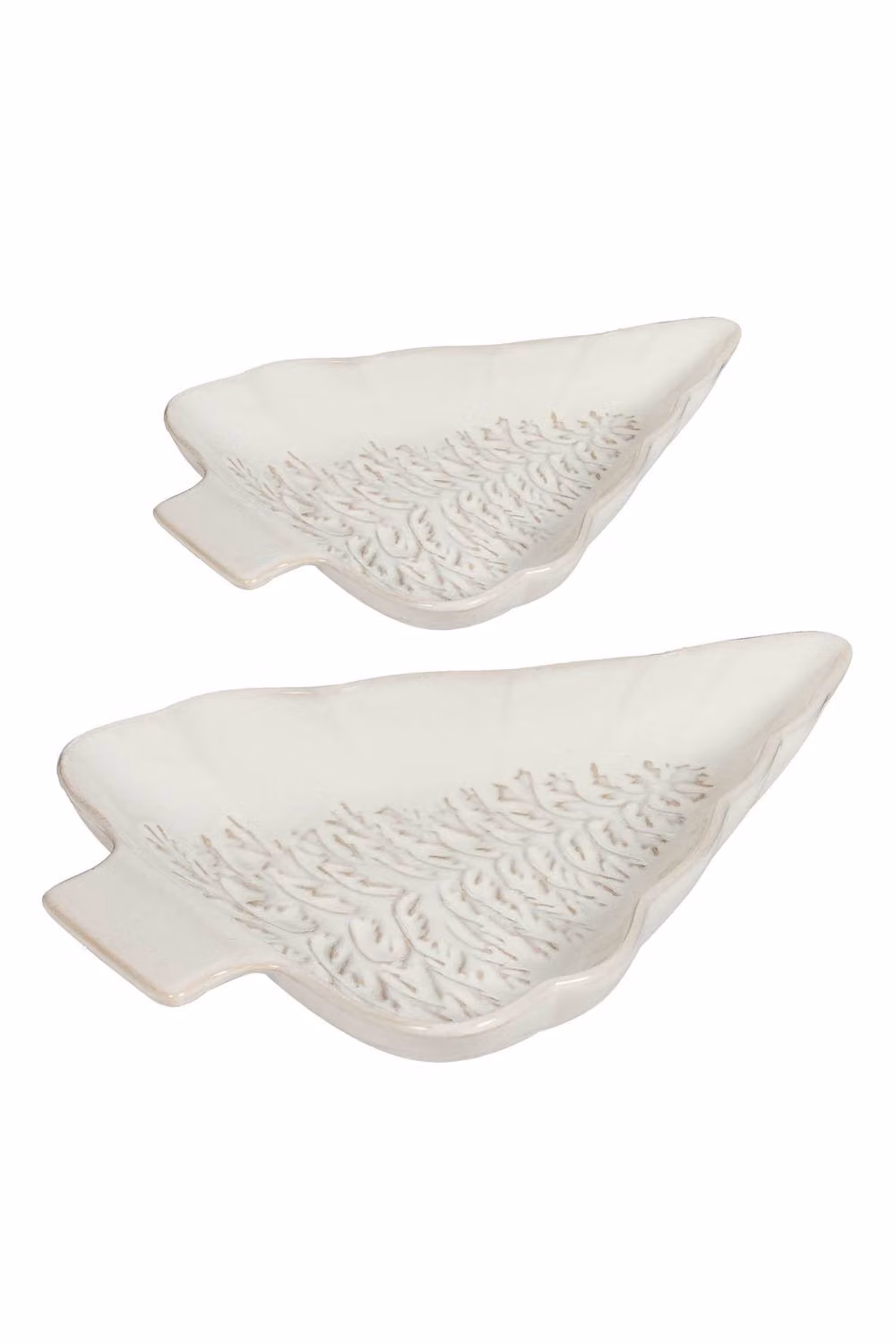 Dibor Set of 2 White Ceramic Christmas Tree Side Plates, Width: 16.9 cm – 2