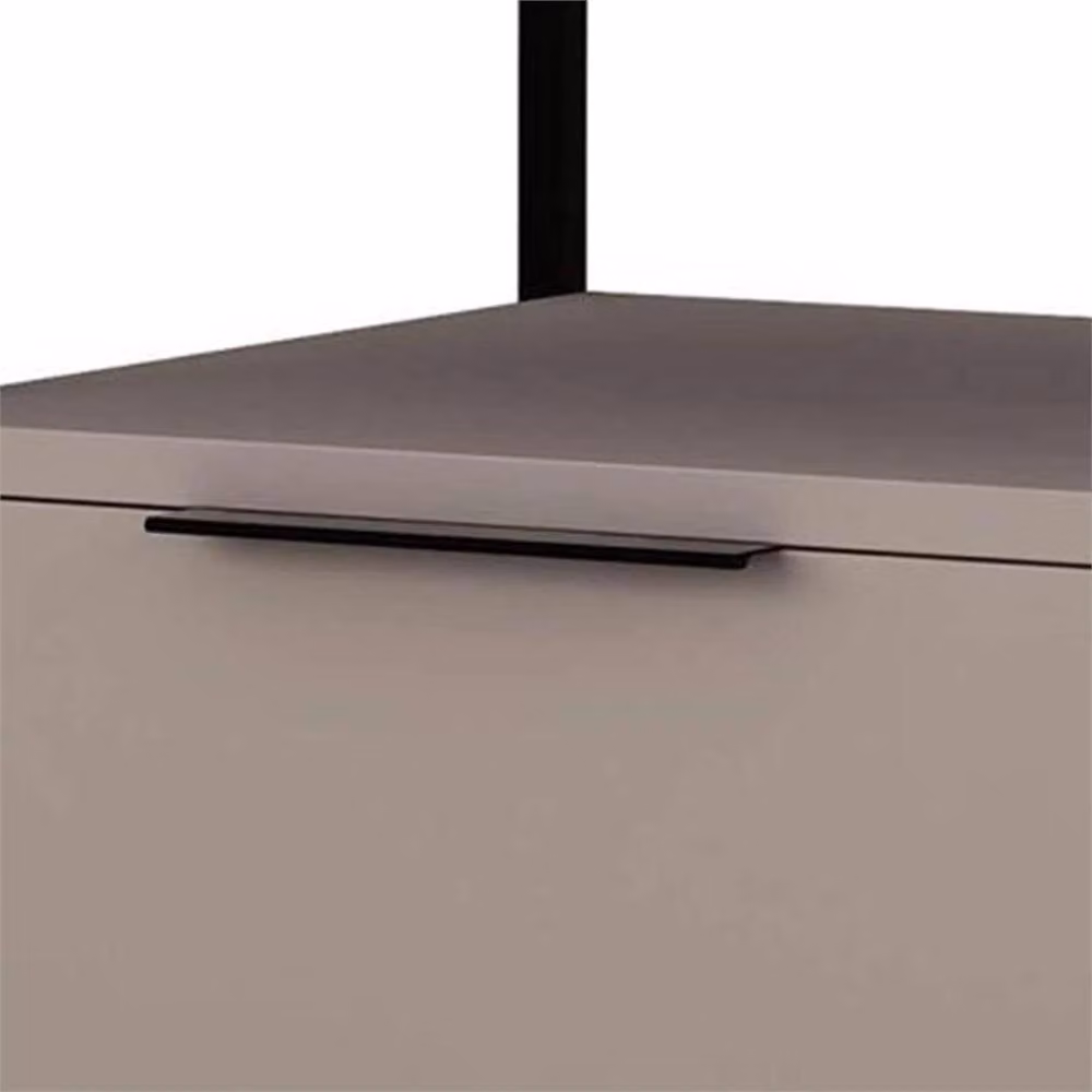 Nordara Modern 1 Drawer Bedside Table with Mocha Black Metal Frame and Grey Glass Finish – 3
