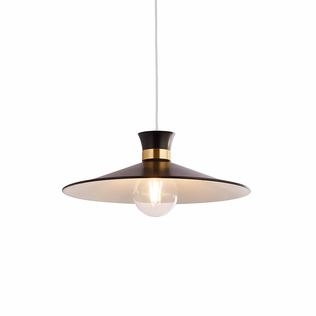 Lighting Collection Diablo Easy Fit Cone Lamp Shade in Black and Gold/Brass – 2