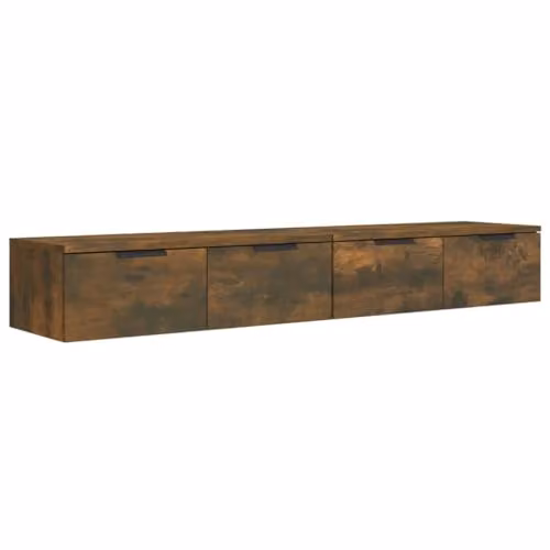 vidaXL Set of 2 Wall Mounted Cabinets in Smoked Oak, W/D/H: 68 x 30 x 20 cm